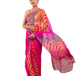 Multi Coloured Pure Georgette Lehariya Saree | Aari, Sequin & Zardozi Work | Jaipurio Designer Collection